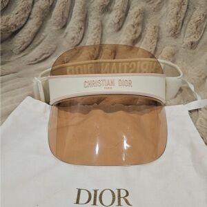 Dior translucent pink-tan visor with white band
